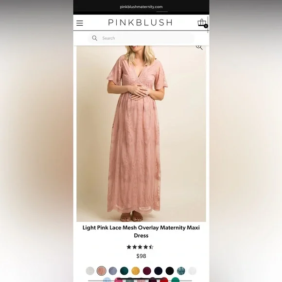 PinkBlush Maternity Blush Pink Lace Overlay Maxi Dress - Picture 2 of 5